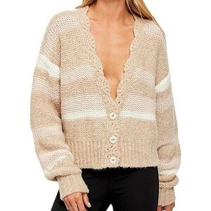 Free People Fuzzy Scalloped Cardigan